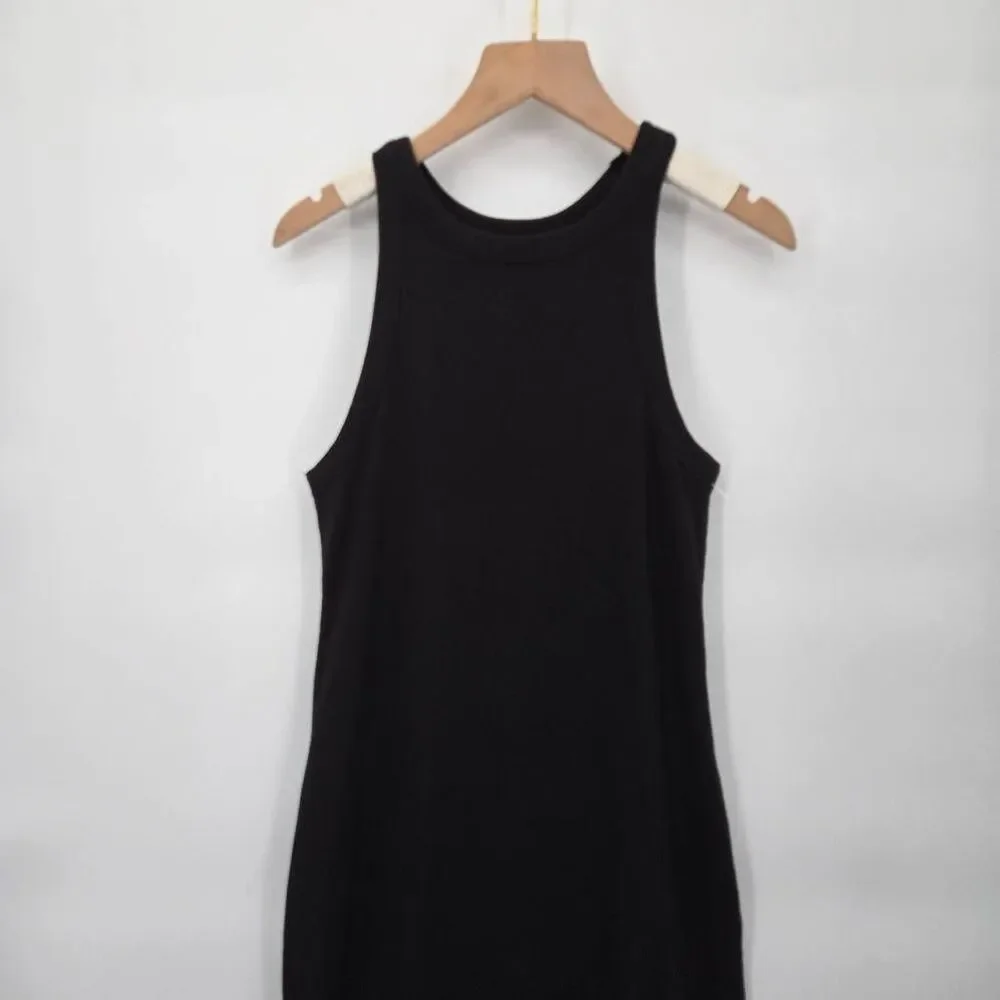 Buck Mason Ribbed Dress Women's Size Small Black Tank Maxi Sleeveless - Picture 2 of 9